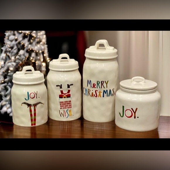 Rae Dunn Other - 2017 Rae Dunn Christmas Canisters Merry Christmas Wish Joy and Joy Sm Chubby